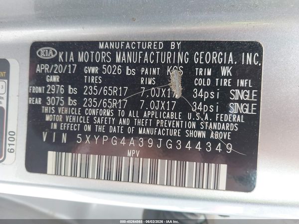 2018 KIA SORENTO 2.4L L