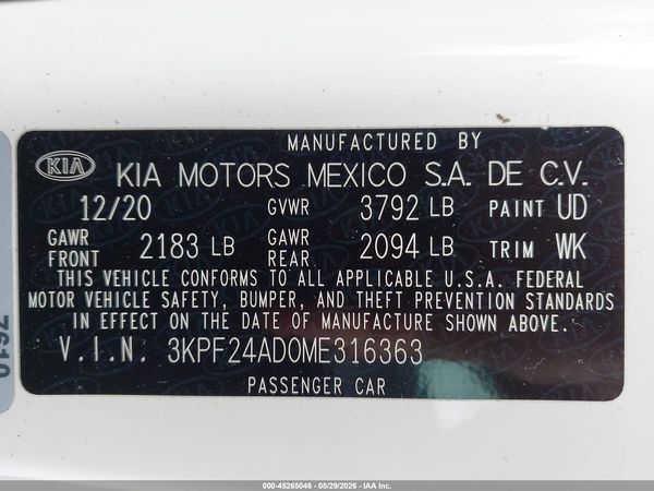 2021 KIA FORTE LXS