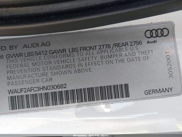 2017 AUDI A6 3.0T PREMIUM PLUS