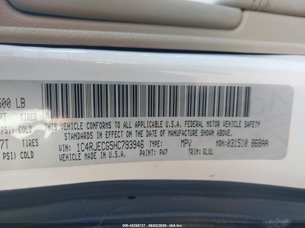 2017 JEEP GRAND CHEROKEE OVERLAND 4X2