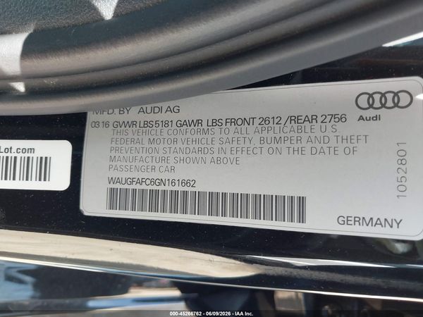 2016 AUDI A6 2.0T PREMIUM PLUS