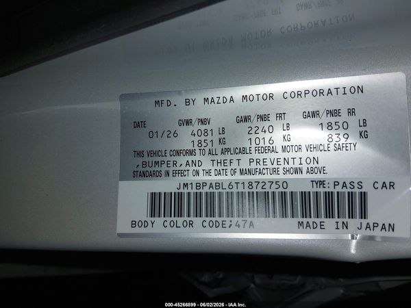 2026 MAZDA MAZDA3 2.5 S SELECT SPORT