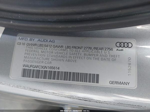 2016 AUDI A6 3.0T PREMIUM PLUS
