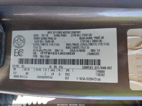 2018 FORD F-150 XLT