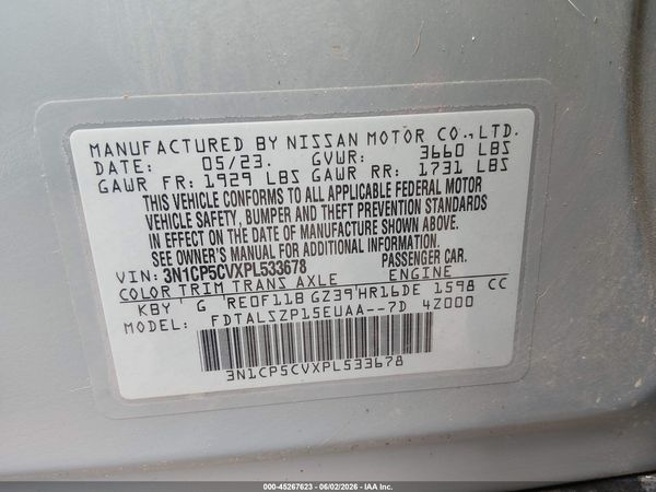 2023 NISSAN KICKS SV XTRONIC CVT — I9