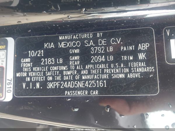 2022 KIA FORTE LXS