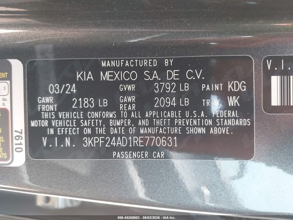 2024 KIA FORTE LXS