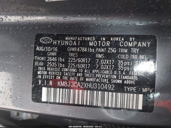2017 HYUNDAI TUCSON ECO