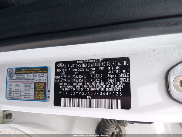 2019 KIA SORENTO 3.3L LX