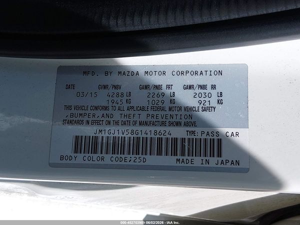 2016 MAZDA MAZDA6 I TOURING