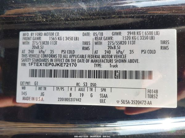 2018 FORD F-150 XL