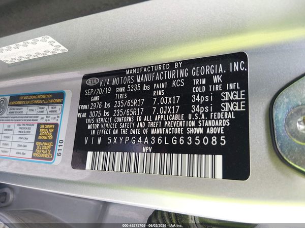 2020 KIA SORENTO 2.4L LX