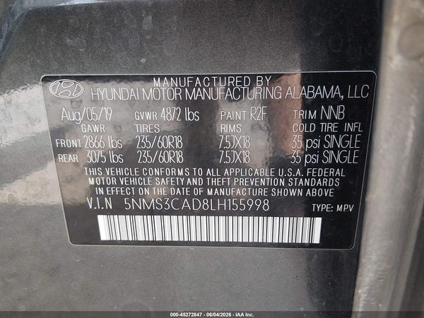 2020 HYUNDAI SANTA FE SEL