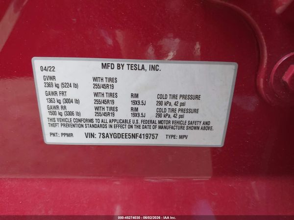 2022 TESLA MODEL Y