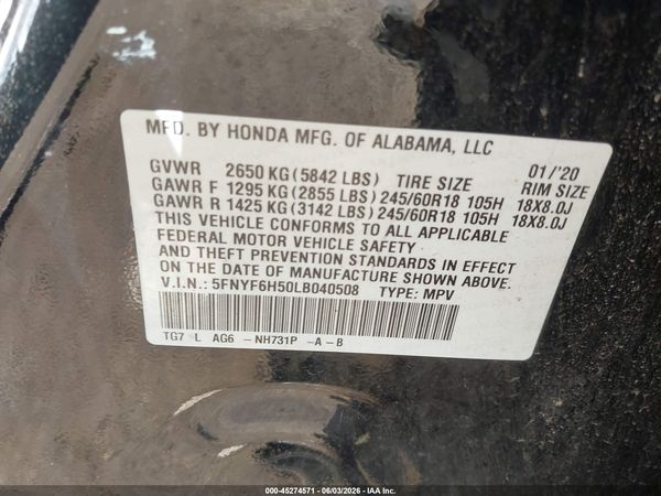 2020 HONDA PILOT AWD EX-L