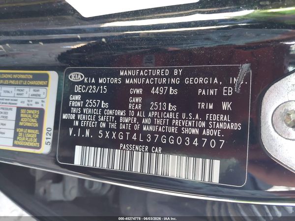 2016 KIA OPTIMA LX