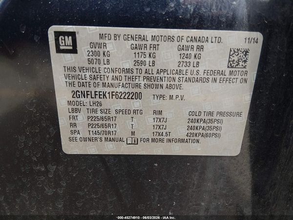 2015 CHEVROLET EQUINOX 1LT — I9