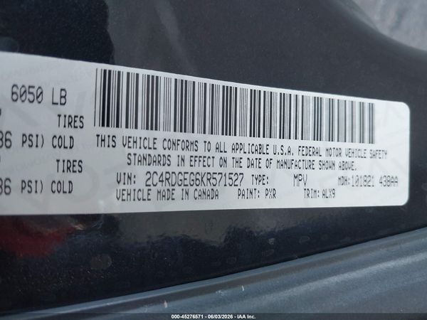 2019 DODGE GRAND CARAVAN GT