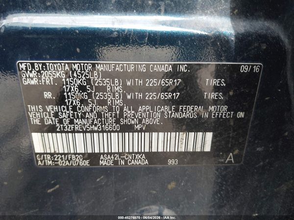 2017 TOYOTA RAV4 LE