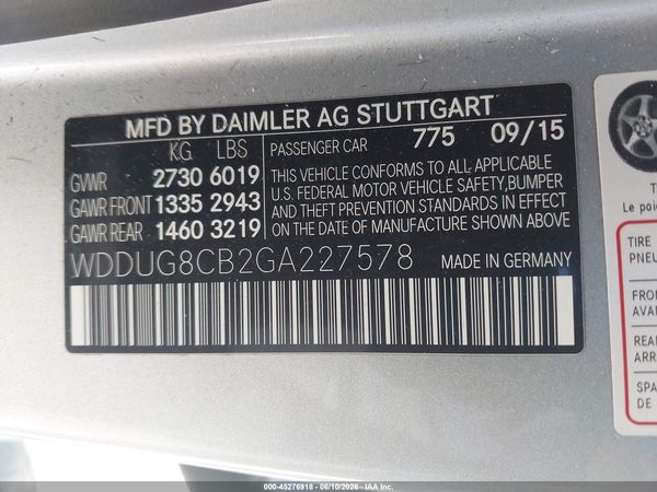 2016 MERCEDES-BENZ S 550 S550