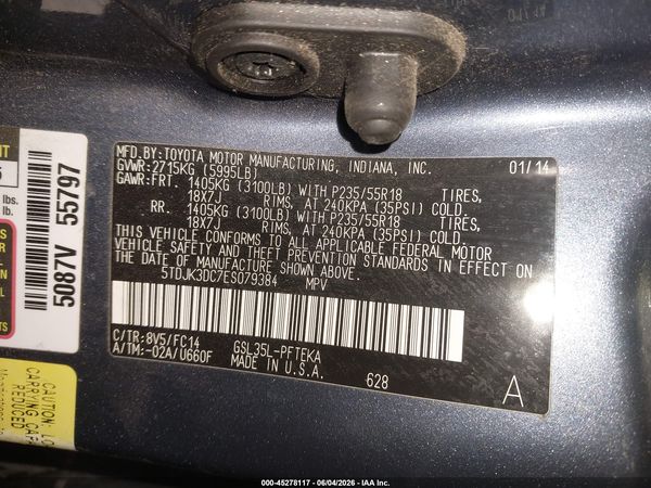 2014 TOYOTA SIENNA LE 7 PASSENGER — I9