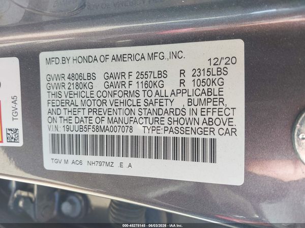 2021 ACURA TLX A-SPEC PACKAGE