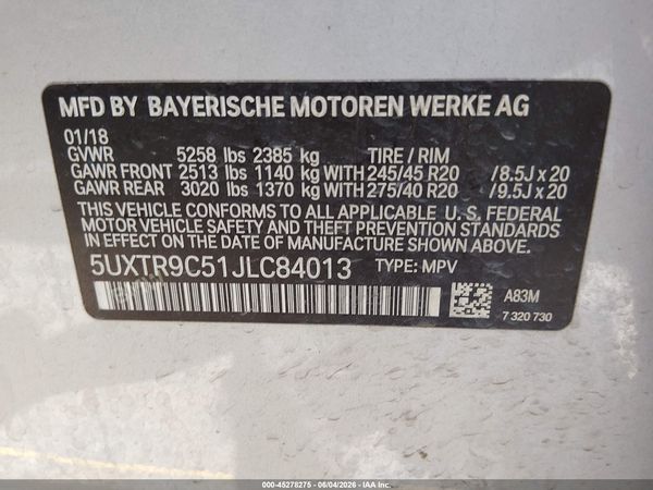 2018 BMW X3 XDRIVE30I