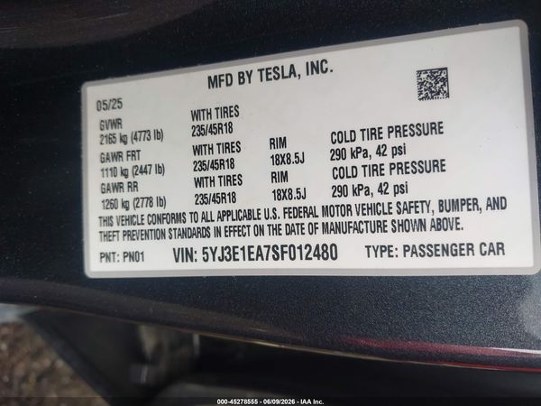 2025 TESLA MODEL 3