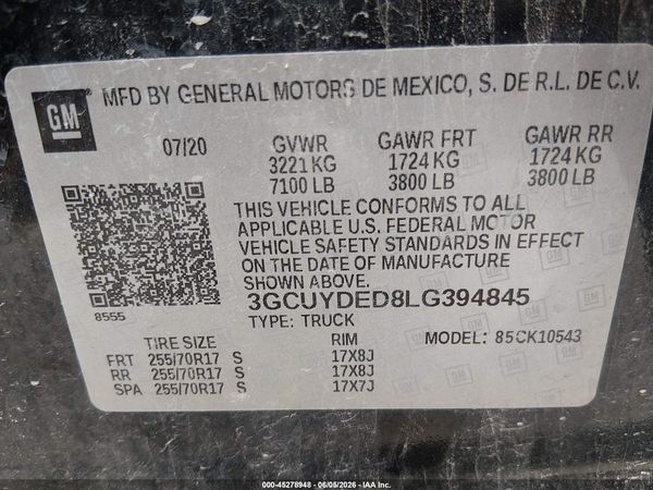 2020 CHEVROLET SILVERADO 1500 4WD  SHORT BED LT — I9