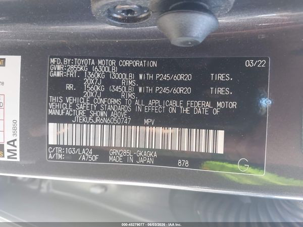 2022 TOYOTA 4RUNNER LIMITED
