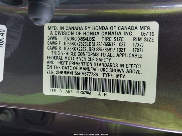 2016 HONDA CR-V EX
