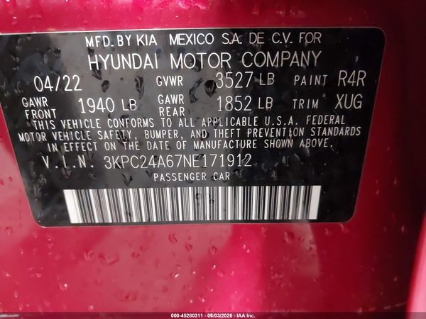 2022 HYUNDAI ACCENT SE