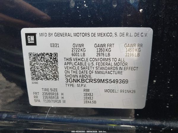 2021 CHEVROLET BLAZER FWD 2LT — I9