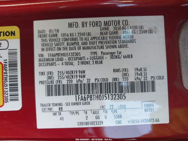 2018 FORD MUSTANG ECOBOOST