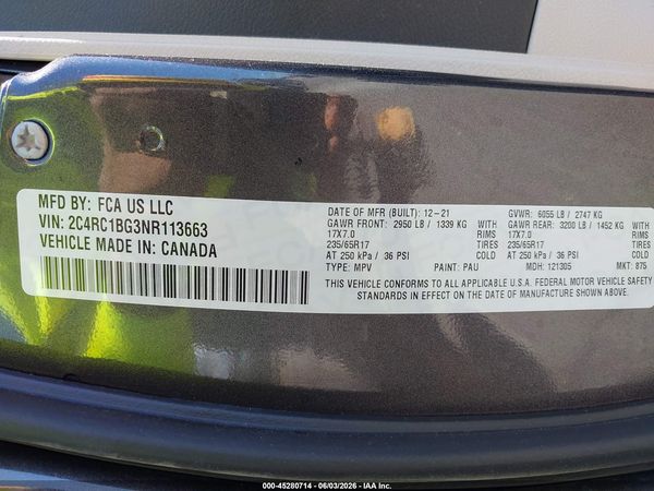 2022 CHRYSLER PACIFICA TOURING L