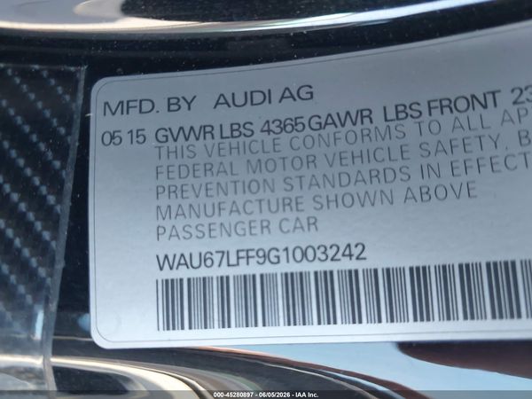 2016 AUDI A3 1.8T PREMIUM