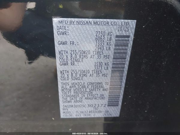 2025 NISSAN PATHFINDER PLATINUM 4WD — I9