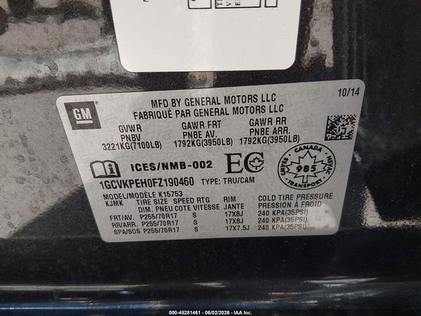 2015 CHEVROLET SILVERADO 1500 LS/WT — I9
