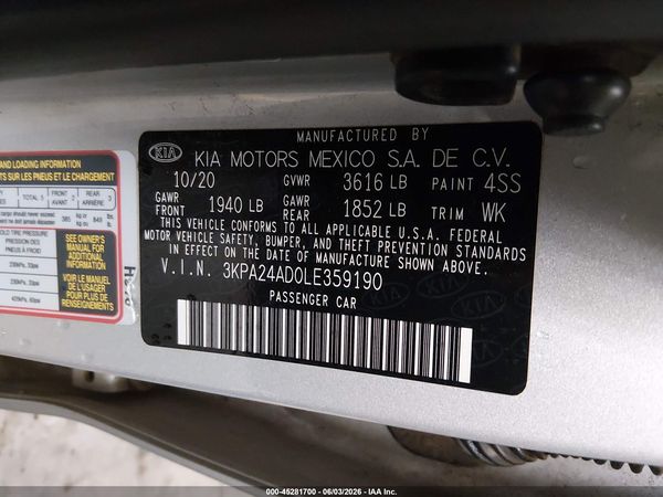2020 KIA RIO S