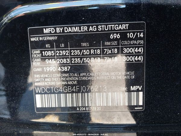 2015 MERCEDES-BENZ GLA 250 4MATIC