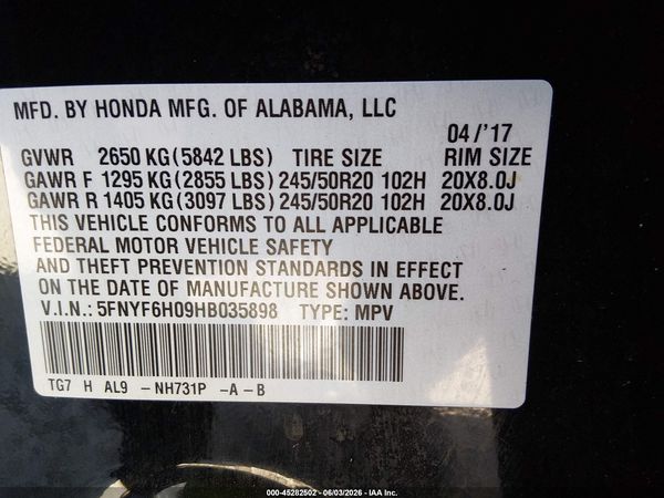 2017 HONDA PILOT ELITE