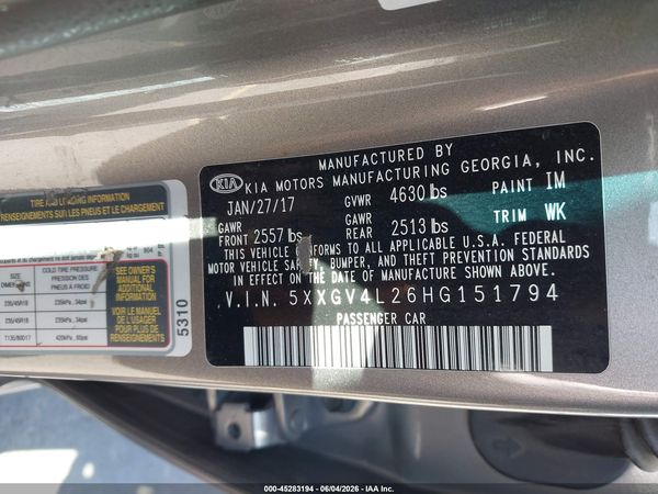 2017 KIA OPTIMA SXL TURBO