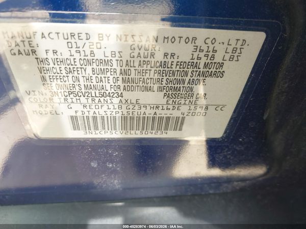 2020 NISSAN KICKS SV XTRONIC CVT — I9