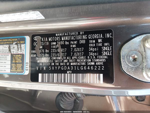 2020 KIA SORENTO 2.4L LX