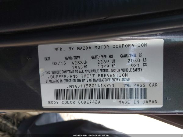 2016 MAZDA MAZDA6 I TOURING