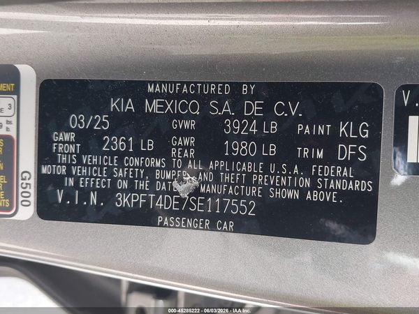 2025 KIA K4 LXS