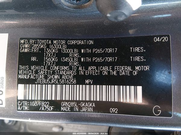 2020 TOYOTA 4RUNNER SR5