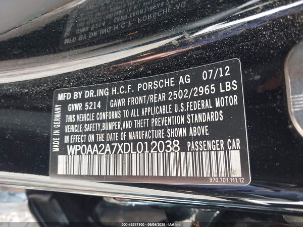 2013 PORSCHE PANAMERA Base (2WD), 4 (4WD)