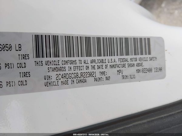 2018 DODGE GRAND CARAVAN SXT
