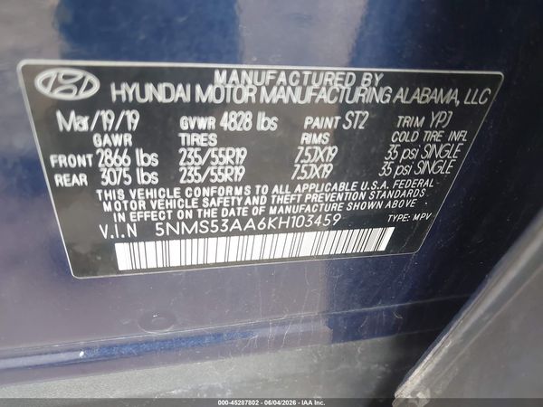 2019 HYUNDAI SANTA FE ULTIMATE 2.0T